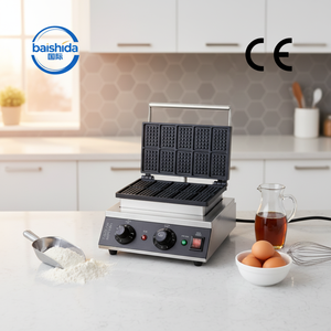 Gaufrier électrique mini certifié CE Baishida, grille carrée classique, puissance 1,5 kW, 10 gaufres par lot, usage domestique et hôtelier - Product Image 6