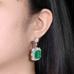 Bijoux de luxe SGARIT, émeraude naturelle 21,42 ct, boucles d'oreilles en diamant naturel, or 18 carats, certificat GUILD+NGTC - Product Image 4