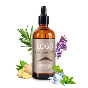 Private Label 100% Natural Organic Rosemary Castor Almond Scalp Care Hair Treatment Growth Serum Oil Shampoo