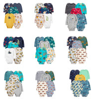 Ensemble de 5 barboteuses à manches longues en coton pour bébés garçons nouveau-nés, de haute qualité, vente en gros