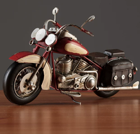 Figurine de moto vintage en fer peinte à la main, sculpture rétro en métal, décoration pour bar à domicile, cadeau de collection pour hommes