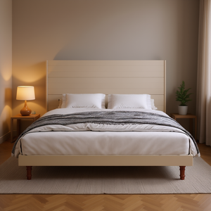 Lit moderne et élégant DB 54 en panneaux de bois avec dossier haut pour la lecture ou la détente, doté d'une tête de lit confortable - Product Image 2