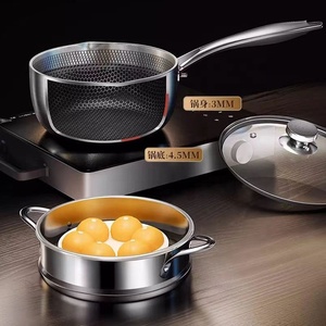 Olla de Acero Inoxidable Antiadherente con Diseño de Panal de Abeja, Apta para Gas e Inducción, con Tapa de Vidrio, Diseño Clásico, para Sopa y Leche - Product Image 6