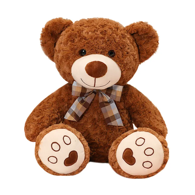 Cute Brand LOGO Promotional Stuffed Soft Toy Plush Bear Custom Brown Embroidery Teddy Bear