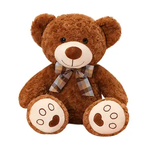 LOGO Merek Lucu Promosi Boneka Mainan Lembut Beruang Mewah Bordir Coklat Kustom Beruang Teddy