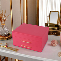 Vente d'usine : Boîte de rangement à bijoux multifonctionnelle personnalisée en cuir PU de luxe à 3 couches, avec 2 tiroirs, organisateur de collection, couleur personnalisable