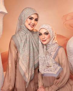 ماليزيا Bawal القطن الفوال المطبوعة وشاح مربع نمط الأزهار الحجاب للنساء المسلمات - Product Image 1