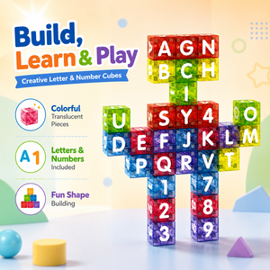 Juego de 40 Cubos de Números y Letras del Alfabeto para Niños, Bloques de Construcción Educativos Translúcidos y Coloridos con Letras, Números y Símbolos Matemáticos - Product Image 5