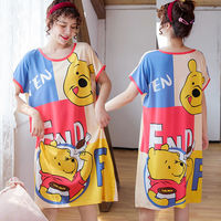 Robe d'été ample grande taille de qualité supérieure, motif dessin animé mignon, respirante, col rond, taille élastique, manches courtes, en soie de lait