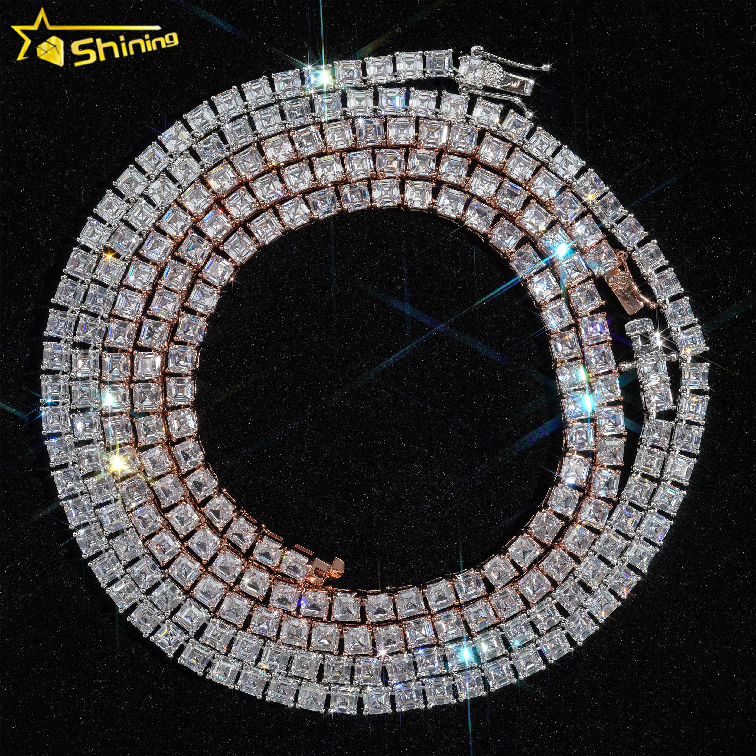 asscher cut moissanite tennis chain