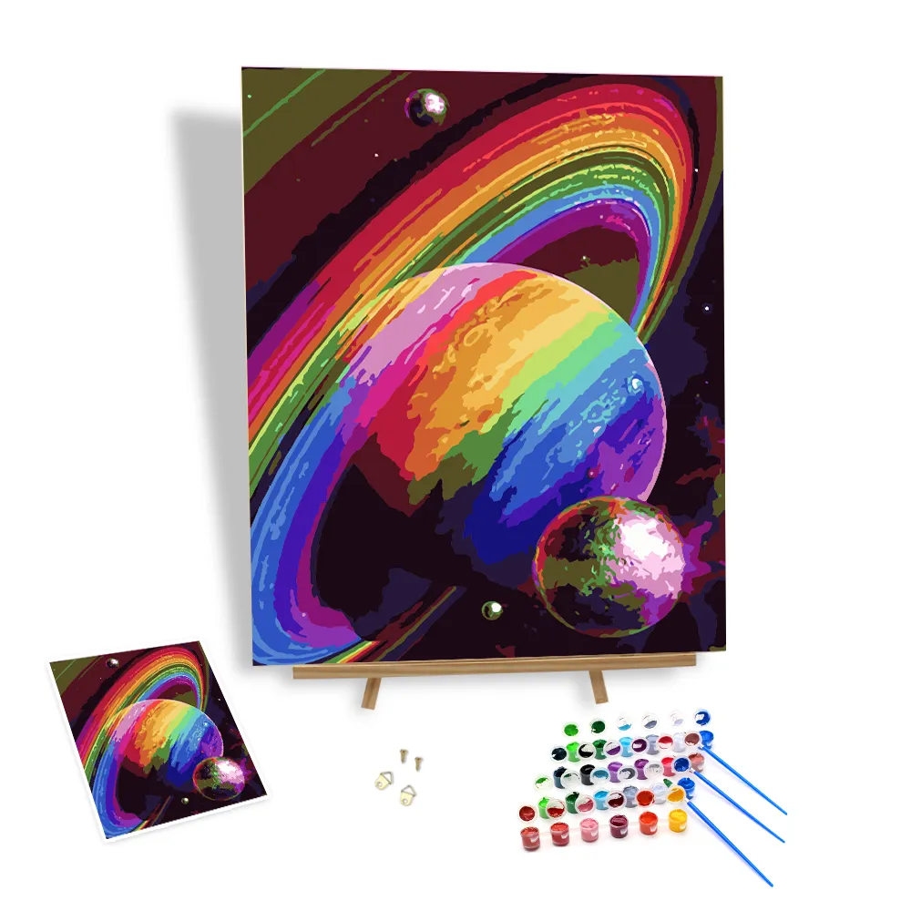 Nieuwe Lancering Diy Door Digitaal Schilderen Ruimte Galaxy Earth Olieverf Huisdecoratie Schilderij Op Canvas Rijke Verbeelding