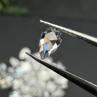 Moissanite Viresa Pear Rose Cut 0,12-2 carats, dos plat, pierres de moissanite en vrac pour la création de bijoux fins, bagues, boucles d'oreilles