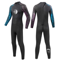 Wetsuit Freediving DIVESTAR dengan Logo Depan Custom, Neoprene 3mm Super Stretch, Kulit Halus, Bernapas, Tahan Air, Resleting Belakang