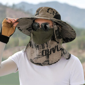Men's Camouflage Boonie <b>Hat</b> With Detachable Face Mask Foldable Sun Protection Outdoor Fishing Hiking <b>Summer</b> <b>Hat</b> - Product Image 3