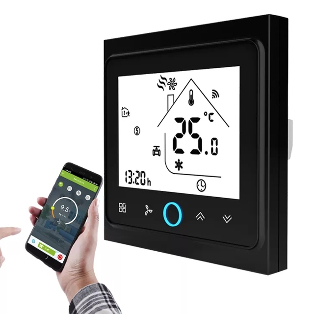 2 4 Pipe WiFi Smart Central Air Conditioner Thermostat 3 Speed Fan Coil Unit Wireless Voice Tuya Temperature Controller Alexa