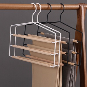 <span class=keywords><strong>Cintre</strong></span> à pantalons multicouche <span class=keywords><strong>en</strong></span> hêtre avec rangement sans couture et <span class=keywords><strong>cintre</strong></span> <span class=keywords><strong>en</strong></span> <span class=keywords><strong>bois</strong></span> multifonctionnel pliable - Product Image 6