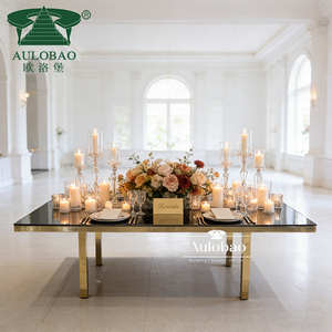 Hotel Hall Bride and Groom Metal Rectangle Banquet <b>Tables</b> and Chairs - Product Image 6