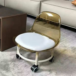 Simple moderno sala de estar plástico acrílico transparente Pu cuero cojín niños 360 grados silla móvil giratoria con ruedas - Product Image 6