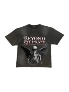 T-shirt BEYOND SILENCE Angel, Maglietta Nera Gotica con Grafica Teschio, Streetwear Punk, Top Moda Uomo - Product Image 1