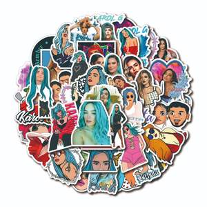 ZY1794C 50 Piezas Nuevas Pegatinas de Vinilo Recortadas de la Cantante <span class=keywords><strong>KAROL</strong></span> <span class=keywords><strong>G</strong></span>, Decorativas para Laptop, Patineta, Celular, Equipaje, Guitarra, para Adolescentes - Product Image 2