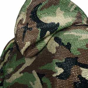 Sudadera con capucha y cremallera personalizada con pedrería para hombre, informal de invierno, oversize, con estampado de camuflaje, 100% algodón, tejido de punto - Product Image 5