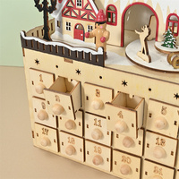 Weihnachtliche Holz-Spieluhr mit LED-Beleuchtung Countdown 24 Tage Adventskalender für Feiertagsdekorationen Geschenk Calendarios De Adviento
