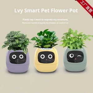 Mini pots de fleurs intelligents pour animaux de compagnie, pour une utilisation à domicile, avec plusieurs emojis, capteur intelligent, pot en plastique - Product Image 6