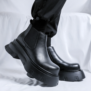 Botas Chelsea Negras de Alta Calidad para Hombre, Cómodas, Casuales, de Cuero, Diseño de Botín Alto para Invierno y Verano, Plantilla de PU Resistente - Product Image 4