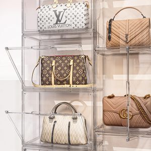 Boîte de rangement transparente en <span class=keywords><strong>plastique</strong></span> empilable pour sacs à bandoulière, anti-poussière, avec ouverture magnétique, présentoir transparent pour sacs à main de femme - Product Image 5