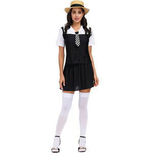 Set Sexy da Studentessa con Gonna e Top con Cravatta, Uniforme Scolastica con Camicia a Maniche Corte, Abito con Cravatta, Costume da Studente per Adulti - Product Image 1