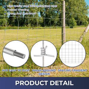 Woven <b>Wire</b> <b>Mesh</b> Roll Square Hole 14GA Galvanized Iron Fence <b>Mesh</b> for Cattle Sheep Goat Livestock - Product Image 5