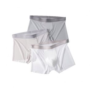 Calzoncillos bóxer de punto ultrafinos y frescos de secado rápido para hombre, de talle medio, de seda helada, 10A antibacterianos, con forro 95% algodón, ODM - Product Image 1