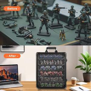 Boîte de rangement miniature avec 6 plateaux, cadre en alliage d'<span class=keywords><strong>aluminium</strong></span>, vitrine de présentation et de transport pour figurines - Product Image 5