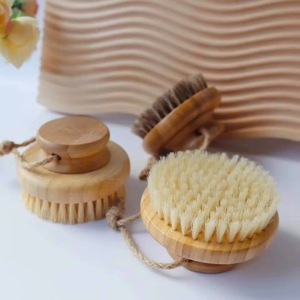 Custom Logo Wooden <strong>Handle</strong> Sisal Body <strong>Scrub</strong> <strong>Brush</strong> Natural Bamboo Sisal Bristle Dark Lotus Wood Shower Cellulite <strong>Brush</strong> for Body - Product Image 6