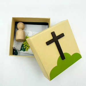Holy Week Box Set Easter Decorations Religious Wood Craft Gift Box with Cross and Figurine - Product Image 3