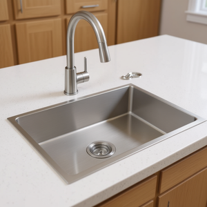 Lavello da cucina a vasca singola 33x19, nichel spazzolato, da incasso, rettangolare, design moderno, facile da pulire - Product Image 2