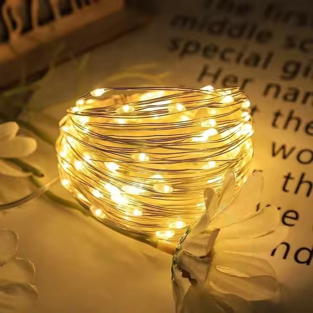 Yuyang Christmas Battery Powered Mini Copper Wire Led String Light Decorative Led fairy Silver Starry Garland String Lights