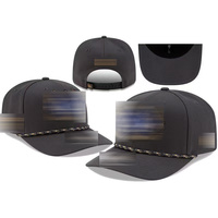 Gorra de Béisbol Deportiva Americana Casual de 5 Paneles al por Mayor, Negra y Gris con Visera Curva y Logotipo Impreso, Estilo Moderno, Gorra Vintage