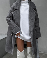 Vestes longues pour femmes en fausse fourrure beige, chaudes, à col en V, manches longues, en laine, vêtements de bureau, manteaux oversize pour femmes 2023