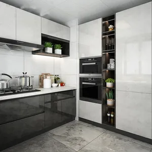 Modern dolap mutfak dolabı tasarımları fiyat düşük çin tedarik ev kullanımı gaz vapur bütçe hazır avrupa beyaz küçük ünitesi