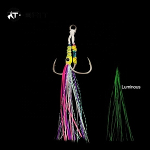 2 pz/borsa di acqua salata linea colorata piuma Assist Jigging Hook pesca Glow Teaser ganci Stinger per Slow Pitch Jigs - Product Image 5