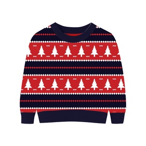 <span class=keywords><strong>Pull</strong></span> à col rond vintage à motif de sapins blancs et de flocons de neige, pour petits garçons, en tricot <span class=keywords><strong>rouge</strong></span> de Noël - Product Image 3