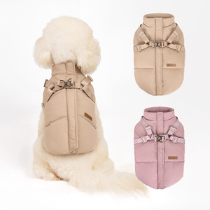 Jaket hewan peliharaan, baju anjing mewah tahan air tahan angin tebal hangat pola polos bernapas musim dingin - Product Image 1