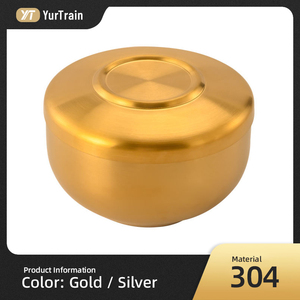 <span class=keywords><strong>Ciotola</strong></span> in Acciaio Inox per Insalata, Frutta e Dessert, Stile Coreano, Oro e Argento, con Coperchio, per Ristoranti - Product Image 2