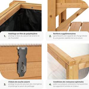 Jardin potager carré <span class=keywords><strong>sur</strong></span> <span class=keywords><strong>pieds</strong></span> en bois <span class=keywords><strong>sur</strong></span>élevés, boîte de semis de jardinier en bois avec rangement pour outils, cadre de serre inclus - Product Image 3