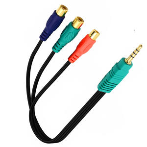 Câble AV plaqué or YR-AV-7A, adaptateur 3,5 mm vers 3RCA femelle, câble audio-vidéo composite un-vers-trois, rouge, vert, bleu - Product Image 5