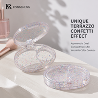 Boîte de maquillage vide personnalisée en plastique transparent à double compartiment pour blush, emballage cosmétique, conteneur de poudre, OEM ODM