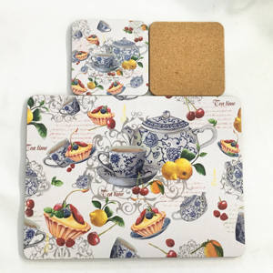 Vente flash : Set de dessous-de-plat A3 en MDF anti-dérapant pour sublimation, avec support en liège <span class=keywords><strong>blanc</strong></span>, pour bars, restaurants et assiettes. - Product Image 1