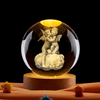 Lampe de nuit en boule de cristal lumineuse, base LED, cadeau de mariage, anniversaire, Saint-Valentin, décoration, souvenir