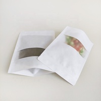 Kantong Kemasan Makanan Pouch Stand Up Zipper Kertas Kraft Putih Polos Murah Ukuran 14x22cm Grosir Ready Stock dengan Jendela